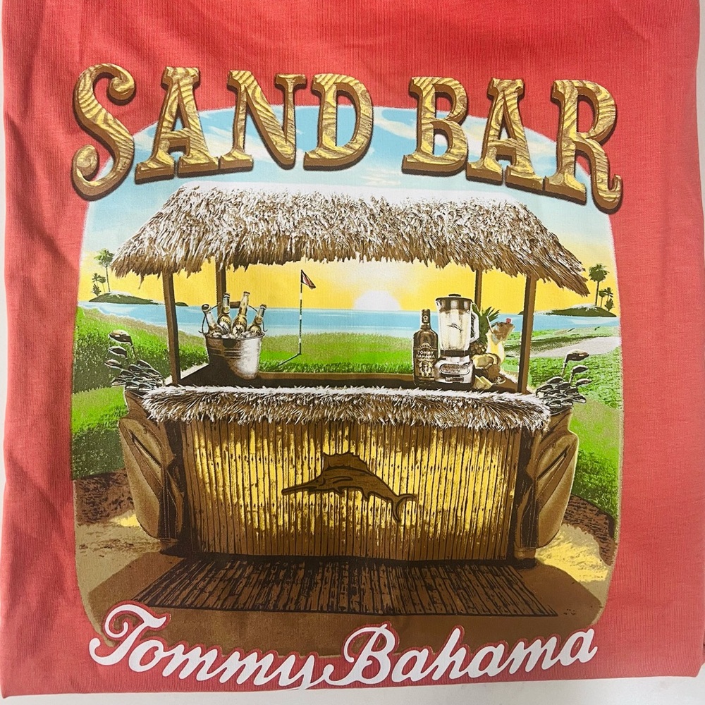 Tommy Bahama Mens’s Graphic Tee Sand Bar NWT SZ L Ginger Red